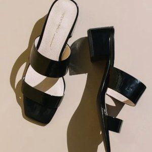 INTENTIONALLY BLANK Scamp Mule in Black Patent Leather